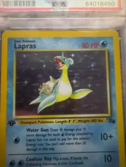 1999 WOTC POKEMON FOSSIL 1ST EDITION LAPRAS 10/62 HOLO RARE PSA 8 - Image 4