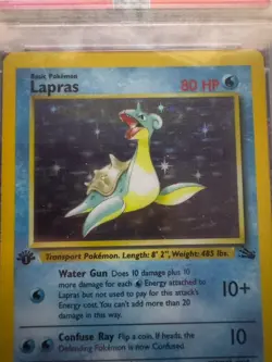 1999 WOTC POKEMON FOSSIL 1ST EDITION LAPRAS 10/62 HOLO RARE PSA 8 - Image 5