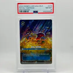 2024 DISNEY LORCANA EN 5-SHIMMERING SKIES ENCHANTED #219 ROYAL TANTRUM PSA 8 - Image 1