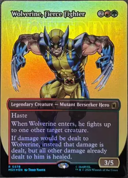MTG Marvel Super Heroes Wolverine, Fierce Fighter Borderless Foil (Rare) - Image 1