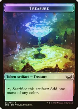 MTG CITIZEN // TREASURE (13) TOKEN FOIL Streets of New Capenna NM - Image 2