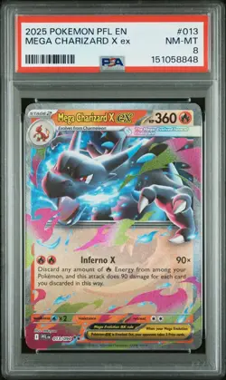 PSA 8 Mega Charizard X ex 013/094 Phantasmal Flames Pokemon NM-MT - Image 1