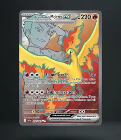 2025 Pokemon Team Rocket's Moltres ex Full Art Holo Double Rare 208/182 220 HP - Image 1