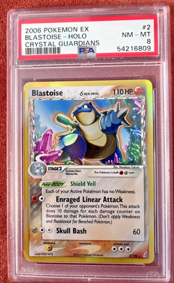 2006 Pokemon ex #2 Blastoise - Holo Crystal Guardians Holo - PSA 8 - Image 1