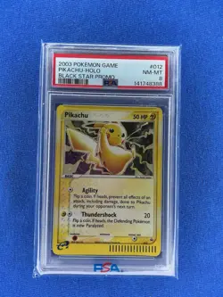 2003 POKEMON BLACK STAR PROMO 012 PIKACHU-HOLO PSA 8 - Image 1