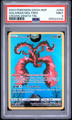 Galarian Moltres 284/159 Crown Zenith Tin Swsh Black Star Promo Pokemon PSA 9 - Image 1