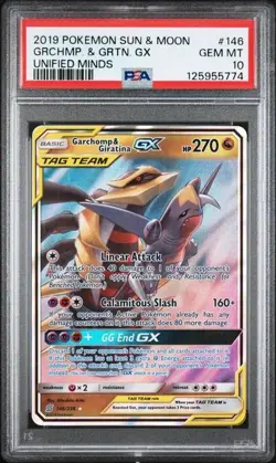 SEQUENTIAL PSA 10 GARCHOMP & GIRATINA GX 146 228 UNIFIED MINDS SUN MOON POKEMON - Image 2
