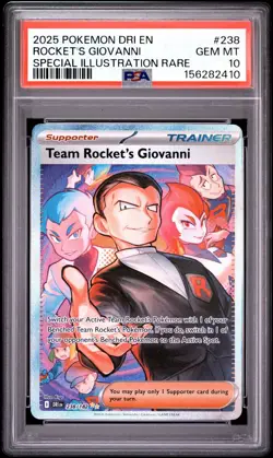 2025 POKEMON DRI EN-DESTINED RIVALS #238 TEAM ROCKET'S GIOVANNI PSA 10 - Image 1