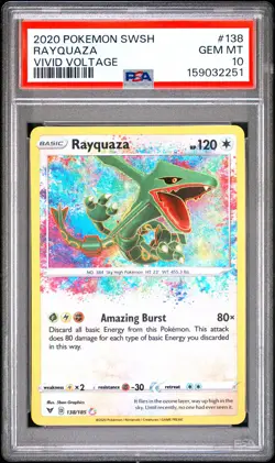 2020 POKEMON SWORD & SHIELD VIVID VOLTAGE #138 RAYQUAZA PSA 10 - Image 1