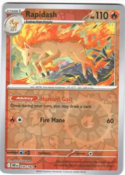 Rapidash 030/182 Reverse Holo UC Destined Rivals NM Pokemon - Image 1