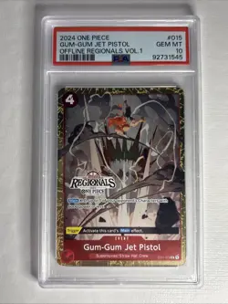 2024 ONE PIECE OFFLINE REGIONALS PACK 2024 VOL.1 #015 GUM-GUM JET PISTOL PSA 10 - Image 1