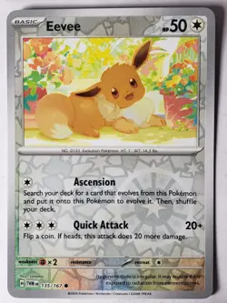 REVERSE HOLO Eevee 135/167 NM / M - Twilight Masquerade Pokemon Card - Image 1