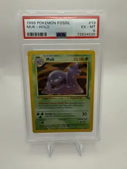 Pokemon TCG Muk Holo Rare Card 13/62 Fossil Psa 6 - Image 1