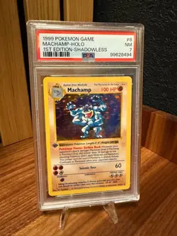 1999 Pokemon Card Machamp 008/102 1st Edition (Shadowless) Holo - PSA 7 NM - Image 1