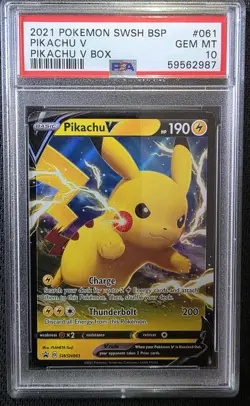 2021 POKEMON SWSH BLACK STAR PROMO PIKACHU V BOX #061 PIKACHU V PSA 10 - Image 1