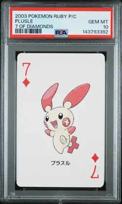 2003 Pokemon Ruby/Groudon Poker Card Plusle 7 of Diamonds PSA 10 - Image 1