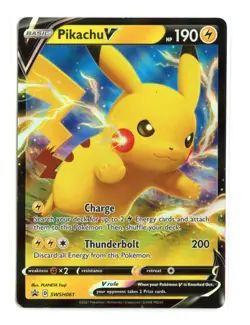 Pikachu V SWSH061 Promo SWSH: Sword & Shield Promo Cards Pokemon HP Damaged - Image 1