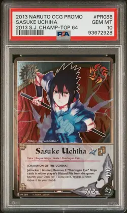 PSA 10 2013 NARUTO CCG CARD | 2013 SHONEN JUMP CHAMPIONSHIP #PR088 SASUKE UCHIHA - Image 1