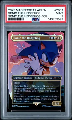 2025 MTG SECRET LAIR DROP SONIC: FRIENDS & FOES-FOIL SONIC THE HEDGEHOG PSA 9 - Image 1