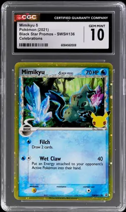 2021 Pokemon Sword And Shield Black Star Promos Mimikyu CGC 10 Celebrations Holo - Image 1