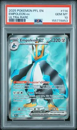 2025 Pokemon Phantasmal Flames # 114 Empoleon EX Ultra Rare PSA 10 Card GEM MINT - Image 1