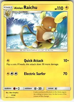 Alolan Raichu 17/30 SM Trainer Kit: Lycanroc & Alolan Raichu Pokemon NM - Image 1