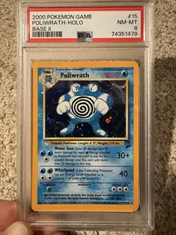 Poliwrath Holo Rare Pokemon 2000 Base Set 2 15/130 PSA 8 NM Mint - Image 1