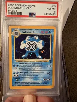 Poliwrath Holo Rare Pokemon 2000 Base Set 2 15/130 PSA 8 NM Mint - Image 2