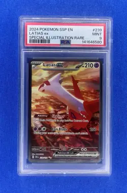 2024 POKEMON SSP EN-SURGING SPARKS SPECIAL ILLUSTRATION RARE LATIAS EX PSA 9 - Image 1