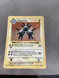 1999 Pokemon Base Set Shadowless Magneton Holo 9/102 HEAVILY PLAYED - Image 1