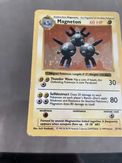 1999 Pokemon Base Set Shadowless Magneton Holo 9/102 HEAVILY PLAYED - Image 5