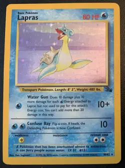 Lapras Fossil Holo 10/62 Vintage Pokemon WOTC Rare MP/LP - Image 1