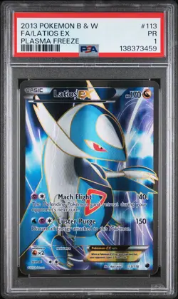 2013 POKEMON BLACK & WHITE PLASMA FREEZE #113 FULL ART/LATIOS EX PSA 1 - Image 1
