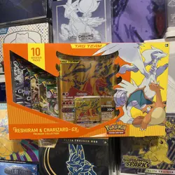 POKEMON Reshiram & Charizard GX Tag Team Premium Collection Box Sealed - Image 1