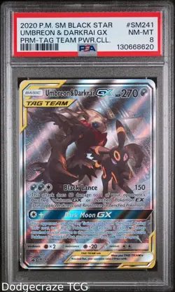 2020 Pokemon Umbreon & Darkrai Gx Tag Team Powers Collection SM241 PSA 8 - Image 1