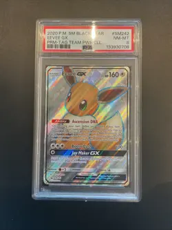 2020 POKEMON SM PROMO TAG TEAM POWERS COLLECTION #SM242 EEVEE GX PSA 8 - Image 1