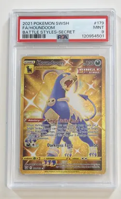 Houndoom Gold Pokemon TCG PSA 9 2021 Battle Styles 179/163 Full Art Secret Rare - Image 1