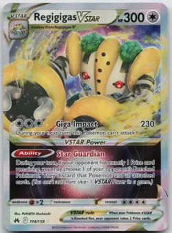 Regigigas VSTAR 114/159 Holo VSTAR Rare Crown Zenith Pokemon Near Mint - Image 1