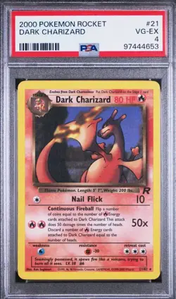 2000 POKEMON ROCKETDARK CHARIZARD 21 PSA 4 - Image 1