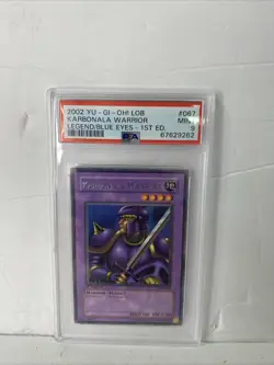 2002 Yu-Gi-Oh LOB-067 Karbonala Warrior Blue Eyes White Dragon 1st Ed PSA Mint 9 - Image 1