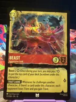 Disney Lorcana Beast-Aggressive Lord Character 113/204 Foil - Image 1