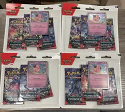LOT OF 4 Pokemon Temporal Forces 3-Pack Blister Cleffa Scarlet Violet TCG NEW - Image 1