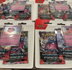 LOT OF 4 Pokemon Temporal Forces 3-Pack Blister Cleffa Scarlet Violet TCG NEW - Image 2