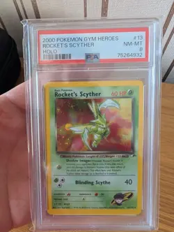 Pokemon TCG Rockets Scyther Holo Card 13/132 Gym Heroes PSA 8 - Image 1