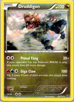 Pokemon TCG Druddigon 83/114 Steam Siege NM - Image 1
