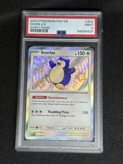 Pokemon Snorlax 202/091 SV: Paldean Fates Baby Shiny Rare Holo PSA 9 - Image 1
