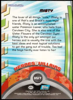 2000 Topps Pokemon TV Animation Series 3 Heroes & Villains Misty #HV7 - Image 2