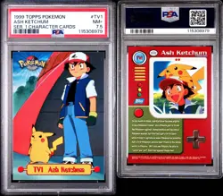 1999 Topps Pokemon TV #TV1 Ash Ketchum PSA 7.5 Super Rare Grade - Image 1