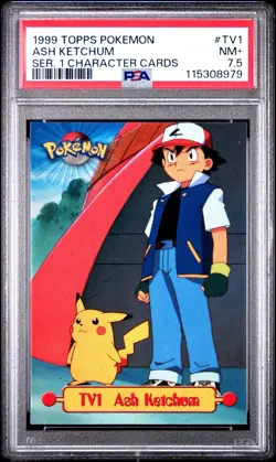 1999 Topps Pokemon TV #TV1 Ash Ketchum PSA 7.5 Super Rare Grade - Image 2