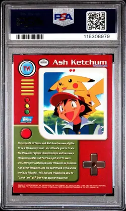 1999 Topps Pokemon TV #TV1 Ash Ketchum PSA 7.5 Super Rare Grade - Image 3